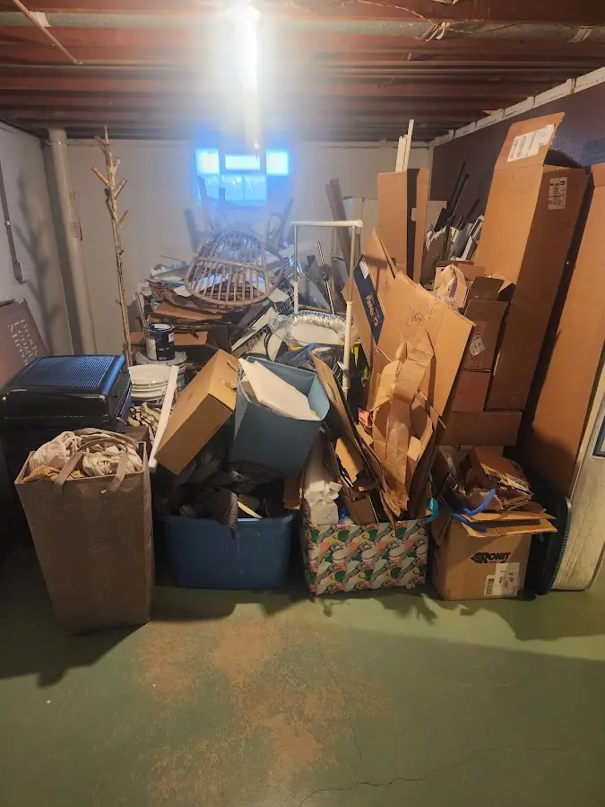 Roll-off dumpster container at job site for 8 Yard Dumpster Rental in Pennsauken